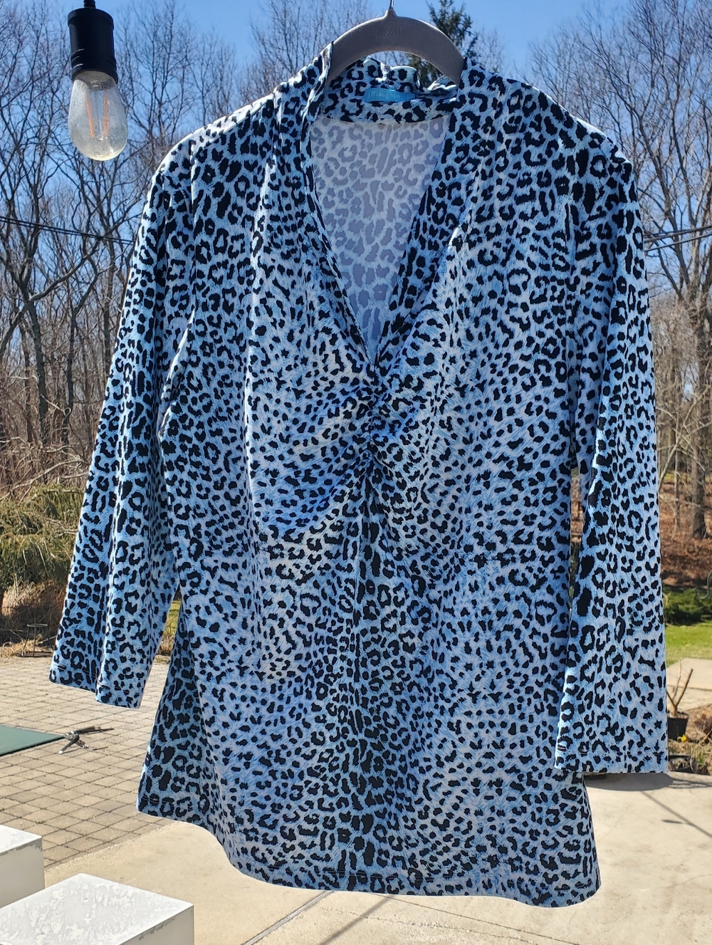 JMcLaughlin Blue Leopard Print V-Neck Tunic